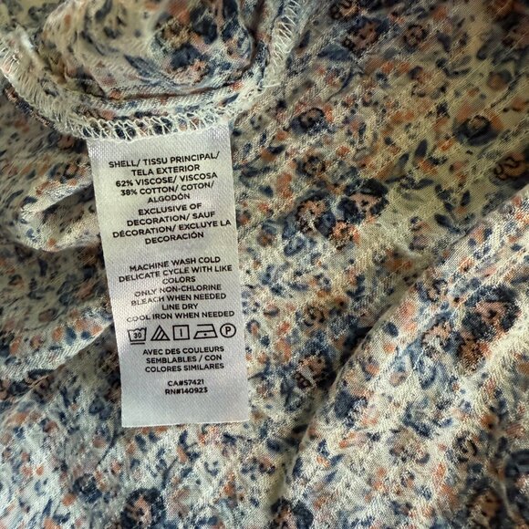 Loft Floral Smocked Off-Shoulder Top XXS Cotton/Viscose Blend Multicolor - Picture 4 of 7